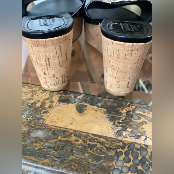 Coach JUDITH NWOT 🚨Black Patent Leather Cork Wedge Platform Slides Size 7 - Picture 3 of 15